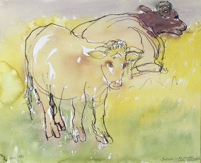 Jeunes taureaux dans le pré, 1983 - Brenda Brin Booker
