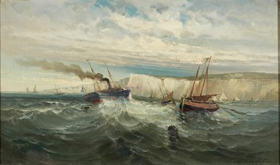Vagues déferlantes aux falaises blanches de Douvres - British School
