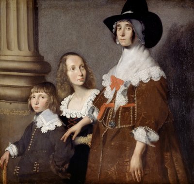 Hester Tradescant et ses beaux-enfants, John et Frances, c. 1644 - British School
