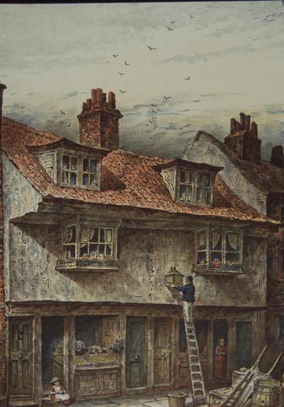 Maisons sur Saffron Hill, Londres, entre Holborn et Clerkenwell, vers 1883 - British School