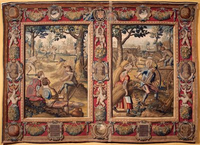 Juillet et août : "travaux agricoles et moissons" Tapisserie des manufactures de Mortlake. XVIIe siècle Gênes, Musei di Strada Nuova - British School