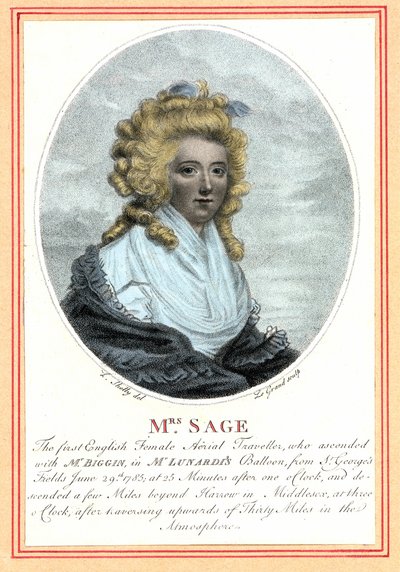 Laetitia Sage, première femme aéronaute anglaise, fin XVIIIe siècle. - British School