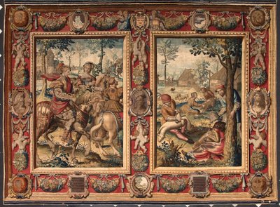 Mois de mai et juin : chasse et tonte des moutons. Tapisserie des manufactures de Mortlake. 17ème siècle Gênes, Musei di Strada Nuova - British School