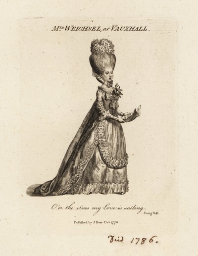 Mme Frederica Weichsel chantant aux jardins de Vauxhall, fin du XVIIIe siècle - British School
