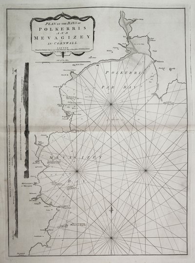 Plan des baies de Polkerris et Mevagizey en Cornouailles - British School