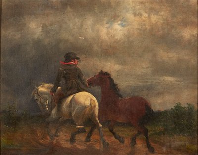 Cavalier avec deux chevaux - British School