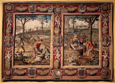 Septembre et octobre : travaux agricoles et récolte Tapisserie des manufactures de Mortlake. 17ème siècle Gênes, Musei di Strada Nuova - British School