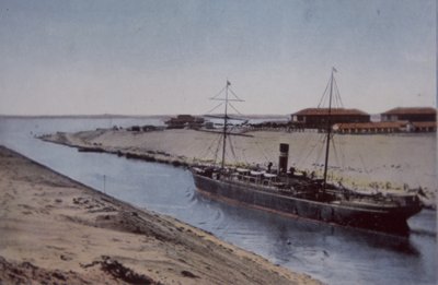 Navire traversant le canal de Suez, fin du XIXe siècle - British School