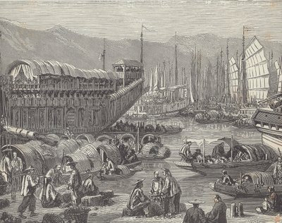 Navires dans un port animé, Shanghai, Chine - British School