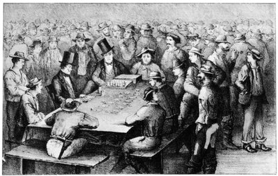 Jeu dans les mines, Faro, Californie, 19e siècle - Britton and Rey
