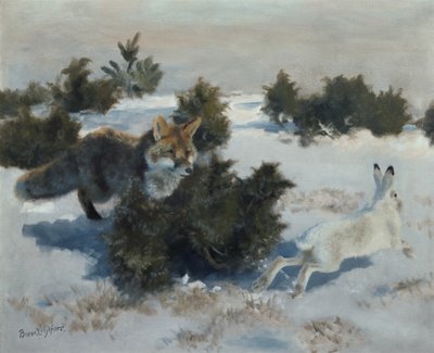 Renard et lièvre - Bruno Andreas Liljefors