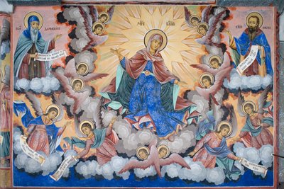 Bulgarie, Monastère de Rila, fresque de la Gloire de la Vierge à l