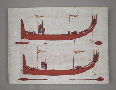 Royal Barges and Boats - Burmese School