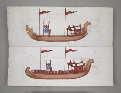 Royal Barges and Boats - Burmese School