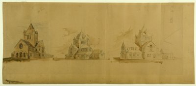 Église Saint-Gabriel, Chicago, Illinois, croquis en perspective - Burnham and Root