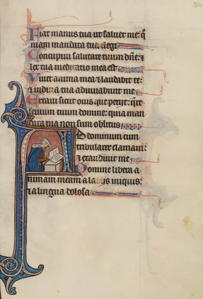 Initiale A : Une noble femme assise par terre en train de lire - Bute Master