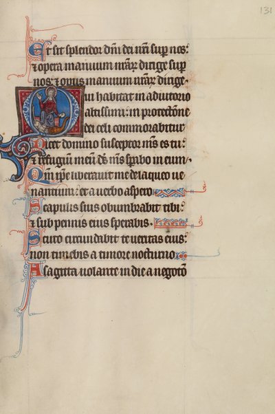Initial O : Le Christ trônant avec un dragon et un lion à ses pieds - Bute Master