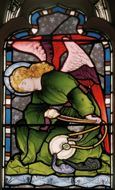 Gillingham, St Mary, Vitrail Est, Heaton, Butler & Bayne, Ange Sentant, c.1868 - Butler and Bayne Heaton