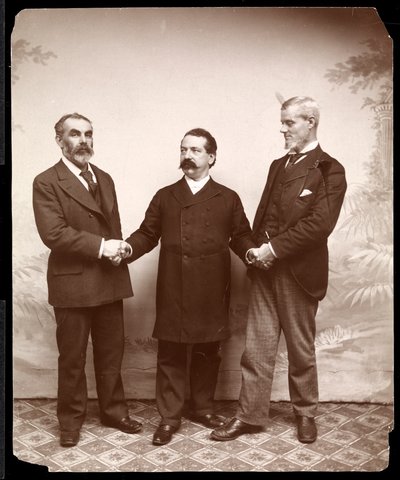 Leaders syndicaux Samuel Gompers, John Burns et Holmes, 1893-4 (tirage gélatino-argentique) - Byron Company