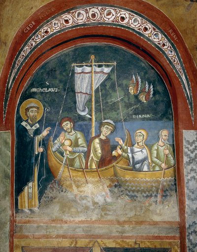 Apparition de Saint Nicolas aux voyageurs naufragés, (détail) - Byzantine