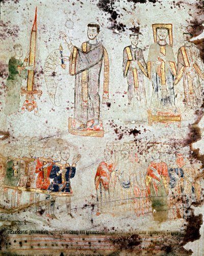 Art byzantin : Cérémonie de la bénédiction du cierge pascal en présence de l