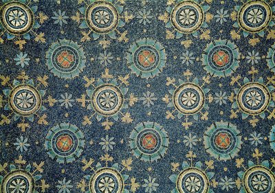 Détail de la décoration florale de la voûte en mosaïque - Byzantine