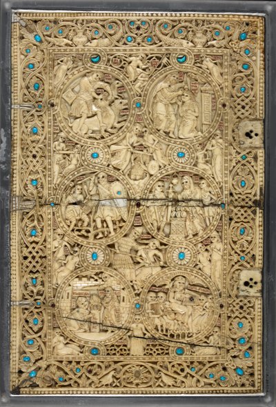 Egerton MS 1139 Couverture supérieure avec des scènes de la vie de David, le 