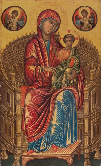Madone et Enfant sur un trône courbé - Byzantine 13th Century