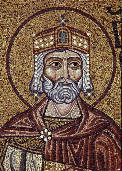 Roi David (détail) des mosaïques intérieures de la basilique Saint-Marc, 12ème siècle - Byzantine Byzantine