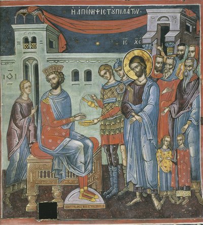 Pilate se lavant les mains, 16e siècle - Byzantine Byzantine