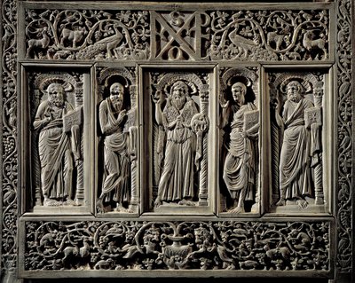 Art byzantin : « Saint Jean-Baptiste et les quatre évangélistes » détail inférieur de la chaire de l