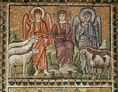 Jésus sépare les brebis des boucs (détail de mosaïques, 6ème siècle) - Byzantine School