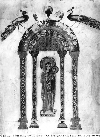 Madone et Enfant, folio des Évangiles de Rabula, 586 après J.-C. - Byzantine School