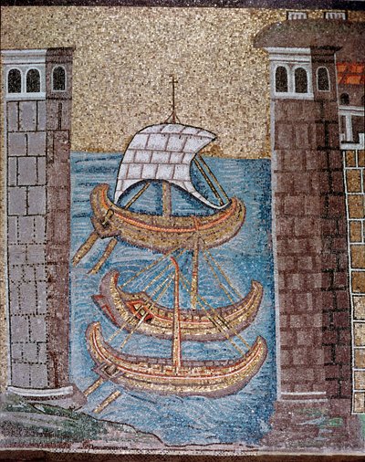Vue des bateaux dans le port de Classe (détail) - Byzantine School