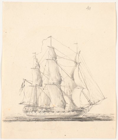 Navire de guerre toutes voiles dehors - C.A. Lorentzen
