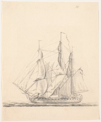 Navire de guerre toutes voiles dehors - C.A. Lorentzen