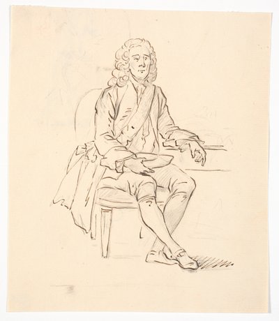 Homme assis avec perruque et ruban d