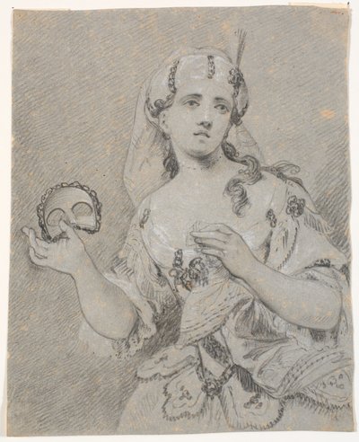 Jeune dame en costume turc avec demi-masque à la main - C.A. Lorentzen