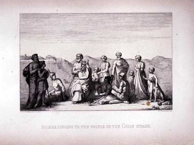 Homère Chantant au Peuple sur la Plage de Chios, gravé par B.Barloccini, 1849 - C.C Perkins
