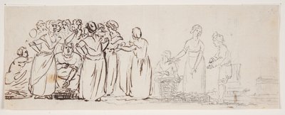 Esquisse avec des femmes de pêcheurs et des marchands - C.D. Fritzsch