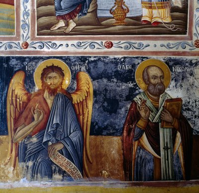 Archange et saint, voûte fresquée du monastère Mikro Sotiris, île de Symi, Grèce - J.B. and Brown J. Rowbotham