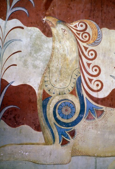 Griffon, fresque dans la salle du Trône, Palais de Knossos, Crète, Grèce, civilisation minoenne - J.B. and Brown J. Rowbotham