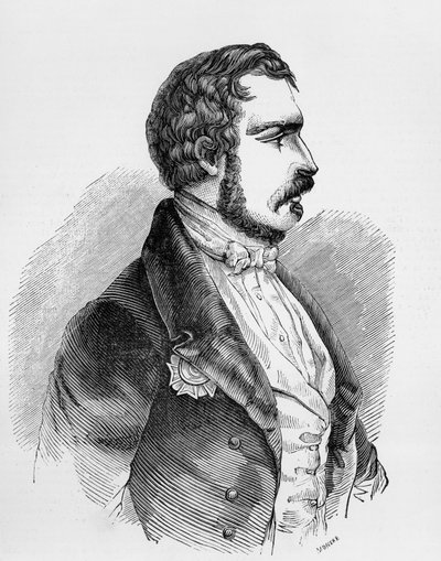 Portrait de Charles-Louis Napoléon Bonaparte, ou Napoléon III (1808-1873), président de la Deuxième République française de 1848 à 1852, et empereur du Second Empire français de 1852 à 1870, gravure - J.B. and Brown J. Rowbotham