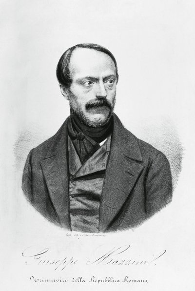 Portrait de Giuseppe Mazzini (1805-1872), patriote, homme politique, philosophe et journaliste italien, gravure - J.B. and Brown J. Rowbotham