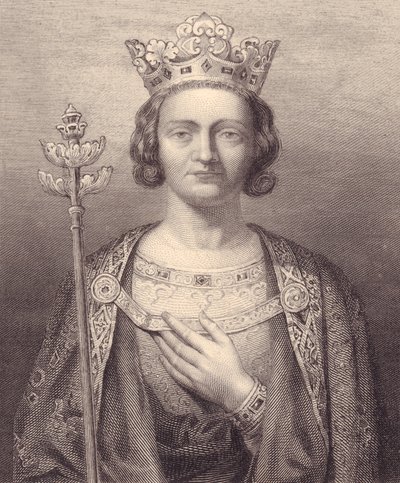 Portrait du roi Philippe V de France, le Long (1293-1322), gravure, 9x7 cm, de la Galerie Historique de Versailles, Histoire de France, Charles Gavard Publisher, Paris, vers 1840 - J.B. and Brown J. Rowbotham