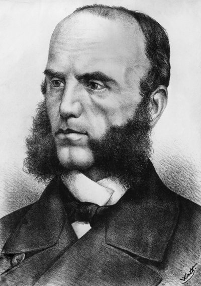 Portrait de Wilhelm von Tegetthoff (1827-1871), amiral autrichien, il a commandé les forces navales pendant la guerre des Duchés en 1864 et la guerre austro-prussienne en 1866, gravure d