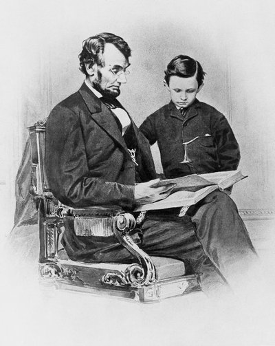 Président des États-Unis Abraham Lincoln (1809-1865) avec son fils Thomas 