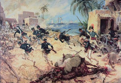 Les Marines américains capturent la forteresse des pirates barbaresques à Derna, Tripoli, 27 avril 1805 - C.H. Waterhouse