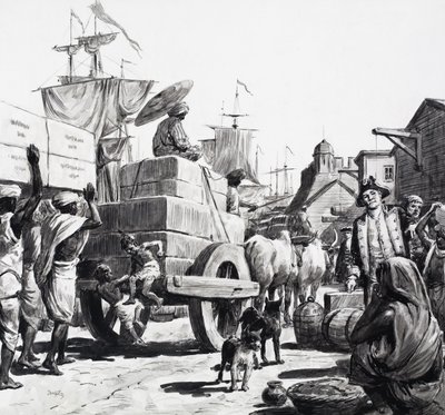 A Livraison de marchandises aux entrepôts de la Compagnie des Indes orientales - C.L. Doughty
