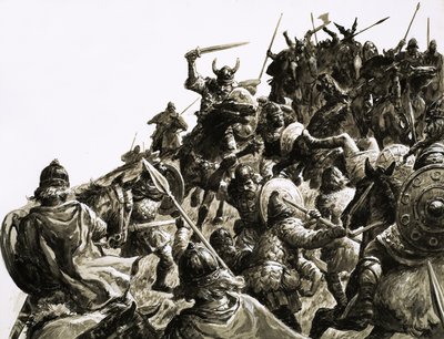 Les Vikings danois attaquent les forces britanniques du roi Alfred. - C.L. Doughty